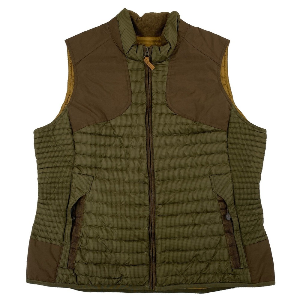 Eddie Bauer Sport Shop Down Vest Women's XL Green Brown Full Zip